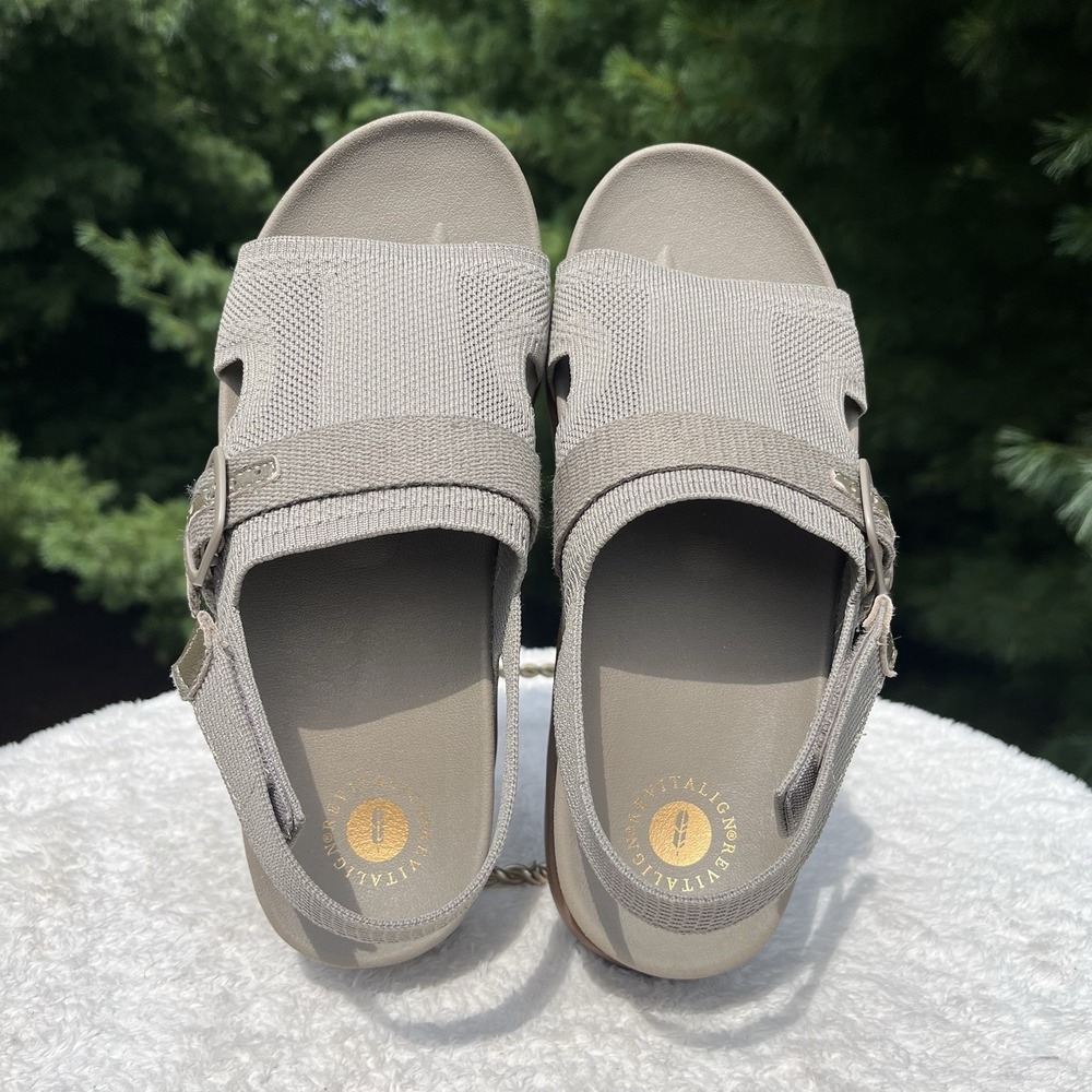 Revitalign Remi Wedge Sandal Tan Womens 8.5 Orthotic Adjustable Knit Platform - Picture 5 of 10